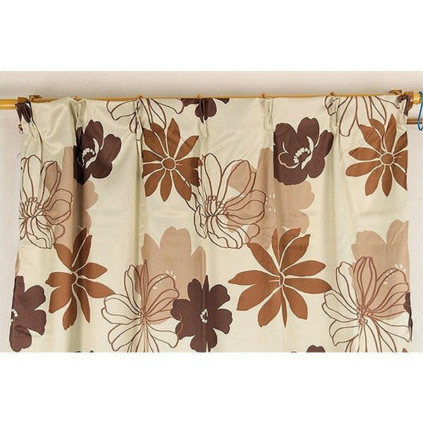 南国 遮光カーテン 目隠し 2枚組 100×200cm ブラウン 花柄 洗える ソラン 九装