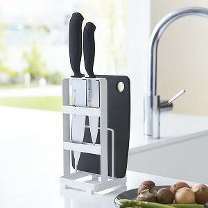 山崎実業　包丁＆まな板スタンド　プレート　ホワイト