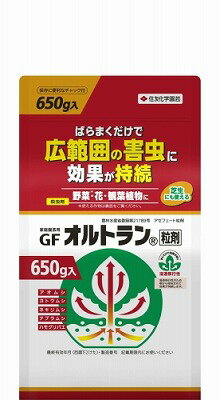 ●吸汁性害虫（アブラムシ等）及び食害性害虫（ヨトウムシ、アオムシ等）に効果のある浸透移行性殺虫剤です。 ●効果が持続しますので、広範囲の園芸害虫の防除に適しています。 ●農林水産省登録第21789号 【有効成分】アセフェート 【性状】類白色細粒 【容量】650g 【商品区分】農薬 【発売元、製造元、輸入元又は販売元】住友化学園芸株式会社 【広告文責】 株式会社ニシムタ 電話：099-268-3610 ※商品の改訂等により、パッケージデザイン・内容量等は予告なく変更される場合がございます。※商品は自社店舗販売と在庫を共有しているため、在庫更新のタイミングにより、在庫切れの場合やむをえずキャンセルさせていただく可能性があります。●吸汁性害虫（アブラムシ等）及び食害性害虫（ヨトウムシ、アオムシ等）に効果のある浸透移行性殺虫剤です。 ●効果が持続しますので、広範囲の園芸害虫の防除に適しています。 ●農林水産省登録第21789号 【有効成分】アセフェート 【性状】類白色細粒 【容量】650g 【商品区分】農薬 【発売元、製造元、輸入元又は販売元】住友化学園芸株式会社 【広告文責】 株式会社ニシムタ 電話：099-268-3610 ※商品の改訂等により、パッケージデザイン・内容量等は予告なく変更される場合がございます。