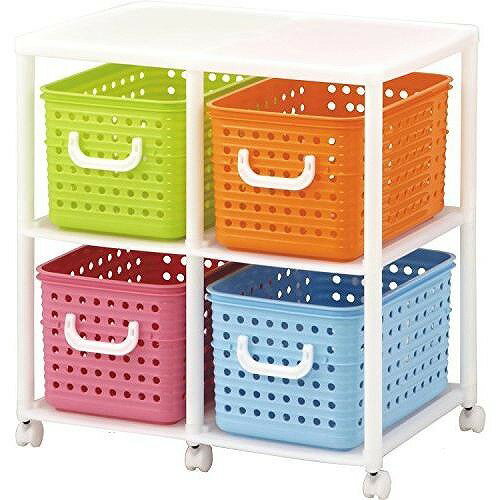 和泉化成 収納 NEW スリムバスケットラック4W型キャスター付 (66×44.5×高69.8cm) 9353N