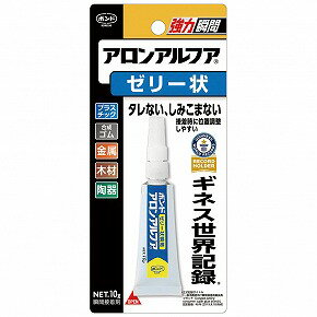 ■瞬間接着剤 ■硬質プラスチック・ゴム・陶磁器・金属・木などの接着 ■ゼリー状、タレない、しみ込まない ■用途広い ■NET（個装）：10g（ブリスターパック） ■個装サイズ（重量）：W84×D20×H190（25g） ＊リニューアルに伴い、パッケージ・内容等予告なく変更する場合がございます。予めご了承ください。※商品は自社店舗販売と在庫を共有しているため、在庫更新のタイミングにより、在庫切れの場合やむをえずキャンセルさせていただく可能性があります。■瞬間接着剤 ■硬質プラスチック・ゴム・陶磁器・金属・木などの接着 ■ゼリー状、タレない、しみ込まない ■用途広い ■NET（個装）：10g（ブリスターパック） ■個装サイズ（重量）：W84×D20×H190（25g） ＊リニューアルに伴い、パッケージ・内容等予告なく変更する場合がございます。予めご了承ください。