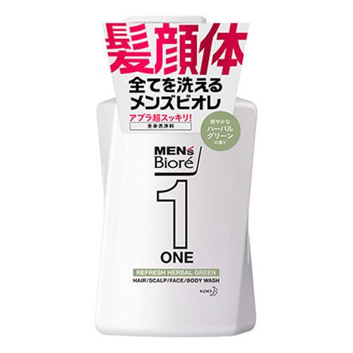 花王 メンズビオレ ONE オールインワン全身洗浄料 ハーバルグリーンの香り ポンプ 480ml 1