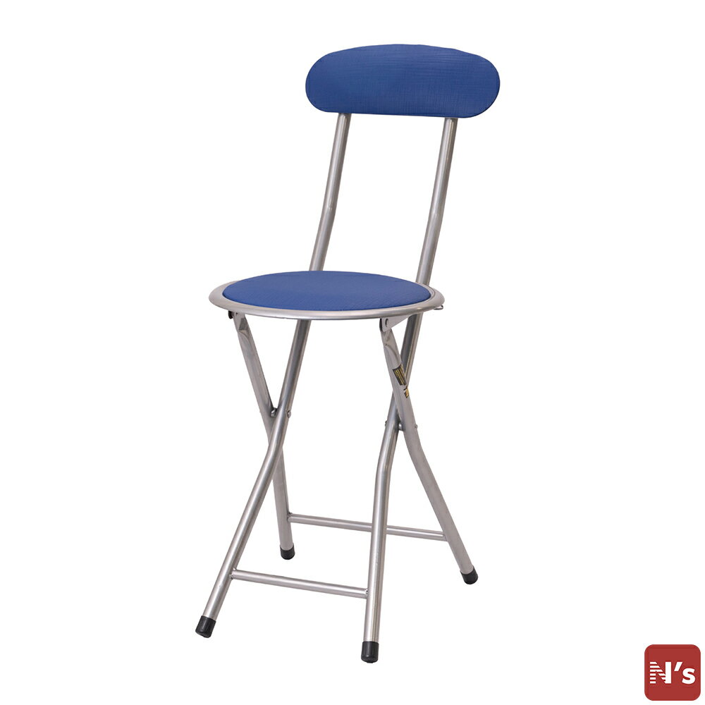 SHO　椅子　イス　いす　チェア　チェアー　背付　折り畳み　パイプチェア　ブルー 【N's】