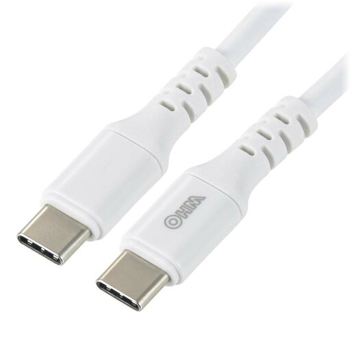 オーム電機 AudioComm PD対応 Type-C ケーブル USB-C to USB-C 2m ホワイト SMT-L20PD-W 01-7196 オーム電機 AudioComm PD対応 Type-C ケーブル USB-C to USB-C 2m ホワイト SMT-L20PD-W 01-7196