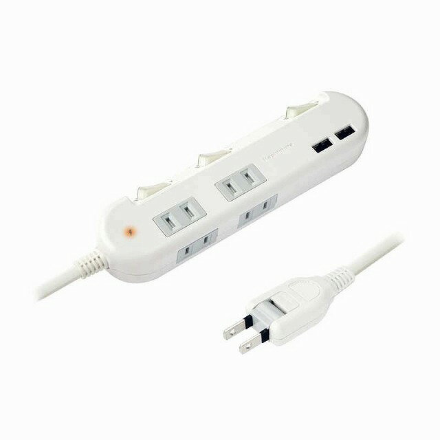 カシムラ　USBポートが付いたスイッチ付き電源タップ 雷ガード　AC-011