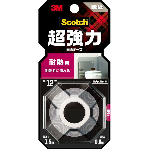 3M(スリーエム) Scotch(スコッチ) 超強力両面テープ 耐熱用 幅12mm長さ1.5m KHR-12R