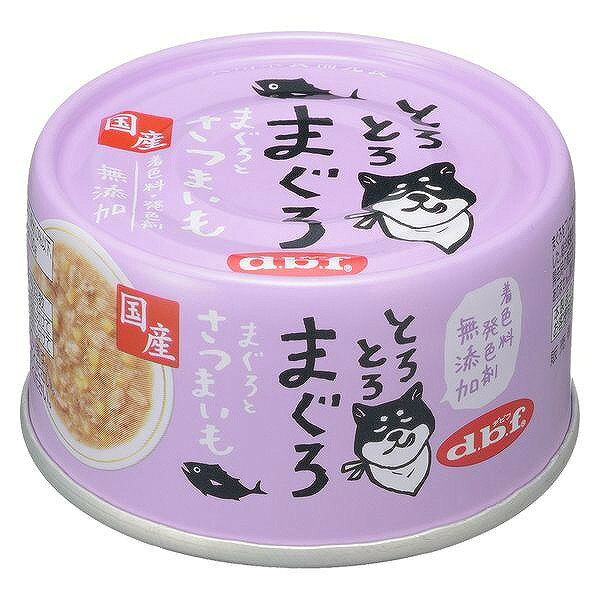 原材料：まぐろ、さつまいも、タピオカでん粉 保証成分：たんぱく質7.5％以上、脂質0.4％以上、粗繊維0.5％以下、灰分1.0％以下、水分92.0％以下、ナトリウム0.10％以下、代謝エネルギー45kcal/100g 一日に与える目安：【幼犬期】1kg:1.0缶、3kg:3.0缶、5kg:5.0缶、給与回数:2〜4回に分けて。【成犬期】3kg:2.0缶、5kg:3.0缶、10kg:5.5缶、給与回数:1〜3回に分けて。 1日の必要エネルギーの2割以内を目安にしています。初めて与える場合は少量から始めて様子を見てください。ペットの運動量、体調を考慮して量を調整してください。 内容量：60g 用途：栄養補完食 原産国：日本 まぐろを食べやすくフレーク状にほぐし、さつまいもを加え、とろみタイプに仕上げました。 総合栄養食(ドライフード等)と一緒に与えてください。 ※商品の改訂等により、パッケージデザイン・内容等は予告なく変更される場合がございます。 ※商品は自社店舗販売と在庫を共有しているため、在庫更新のタイミングにより、在庫切れの場合やむをえずキャンセルさせていただく可能性があります。原材料：まぐろ、さつまいも、タピオカでん粉 保証成分：たんぱく質7.5％以上、脂質0.4％以上、粗繊維0.5％以下、灰分1.0％以下、水分92.0％以下、ナトリウム0.10％以下、代謝エネルギー45kcal/100g 一日に与える目安：【幼犬期】1kg:1.0缶、3kg:3.0缶、5kg:5.0缶、給与回数:2〜4回に分けて。【成犬期】3kg:2.0缶、5kg:3.0缶、10kg:5.5缶、給与回数:1〜3回に分けて。 1日の必要エネルギーの2割以内を目安にしています。初めて与える場合は少量から始めて様子を見てください。ペットの運動量、体調を考慮して量を調整してください。 内容量：60g 用途：栄養補完食 原産国：日本 まぐろを食べやすくフレーク状にほぐし、さつまいもを加え、とろみタイプに仕上げました。 総合栄養食(ドライフード等)と一緒に与えてください。 ※商品の改訂等により、パッケージデザイン・内容等は予告なく変更される場合がございます。 ※商品は自社店舗販売と在庫を共有しているため、在庫更新のタイミングにより、在庫切れの場合やむをえずキャンセルさせていただく可能性があります。