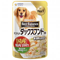 ベストバランス　パウチ　ミニチュア・ダックスフンド用　鶏ささみ・緑黄色野菜・キャベツ入り　60g