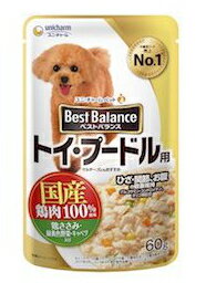 お徳用　ユニチャーム　ベストバランス　パウチ　トイプードル用 　鶏ささみ・緑黄色野菜・キャベツ入り　60g×12袋