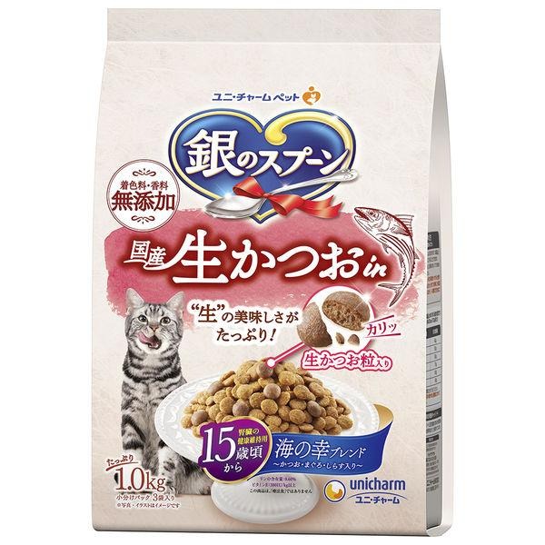 ユニチャーム　銀のスプーン 国産生かつお in 15歳頃から 海の幸ブレンド 1.0kg