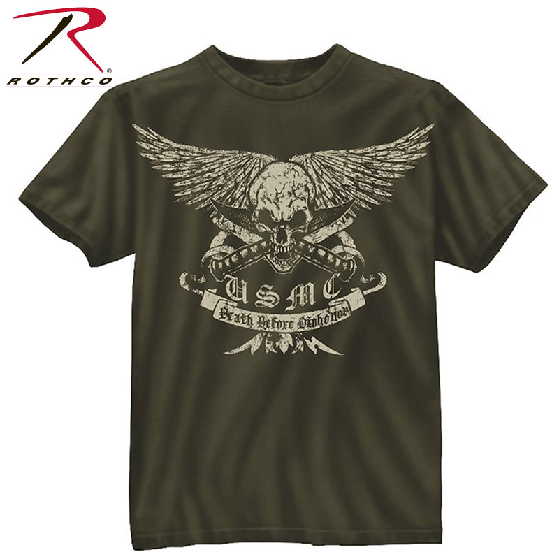 ロスコ Rothco メンズ ビンテージ スカル Tシャツ Black Ink Vintage U.S.M.C. Death Before Dishonor T-Shirt rothco80385 彼氏 男性向け