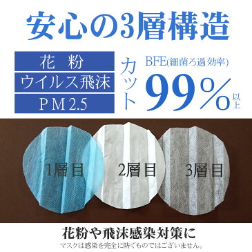 【4/23限定全品ポイント3倍】【即日発送】マスク 在庫あり 50枚 青色 白色 3層構造 不織布 ウィルス対策 使い捨て ますく レギュラーサイズ ウイルス 防塵 花粉 飛沫感染 対策 mask-blue-mail-50