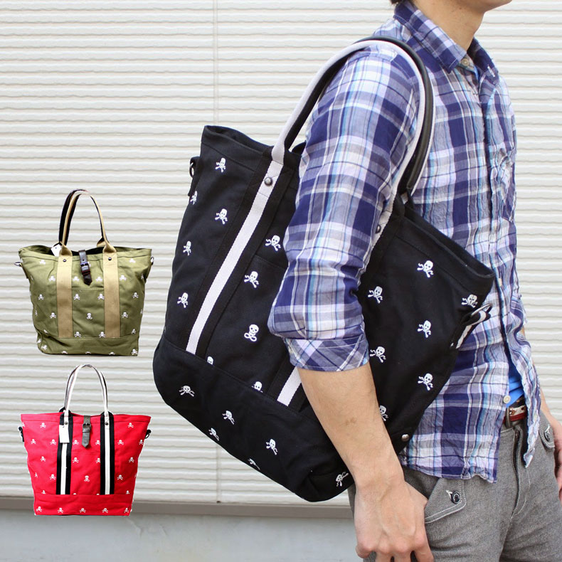 【訳あり処分特価】2way トートバッグ 斜めがけ メンズ キャンバス ショルダーバッグ ブランド カジュアル ルミニーオ luminio スカル ドクロ 刺繍 lufss111 2021 彼氏 男性向け バレンタイン格安通販　バレンタイン　人気　ランキング