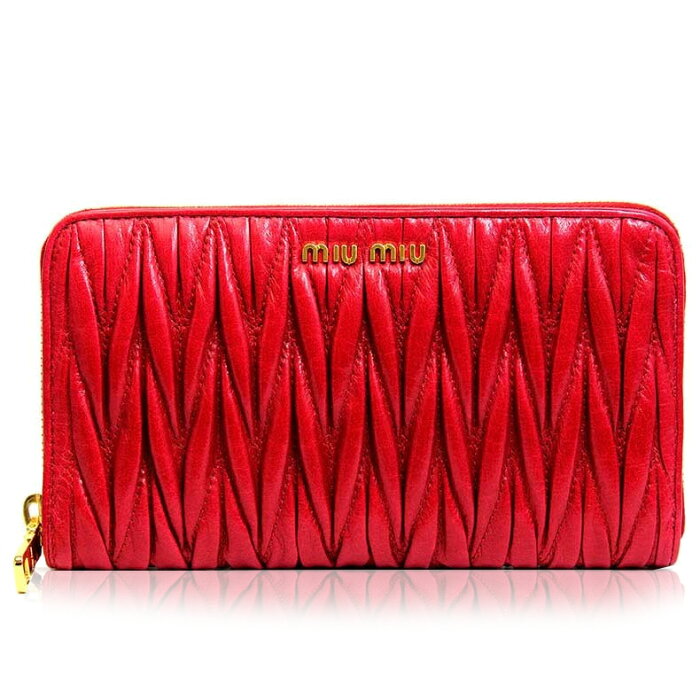 【楽天スーパーSALE特価】ミュウミュウ MIUMIU 長財布 ラウンドファスナー マトラッセ MATELASSE LUX CILIEGIA ダークレッド レディース アウトレット ブランド 5m0506-matlu-ciliegia 女性 彼女