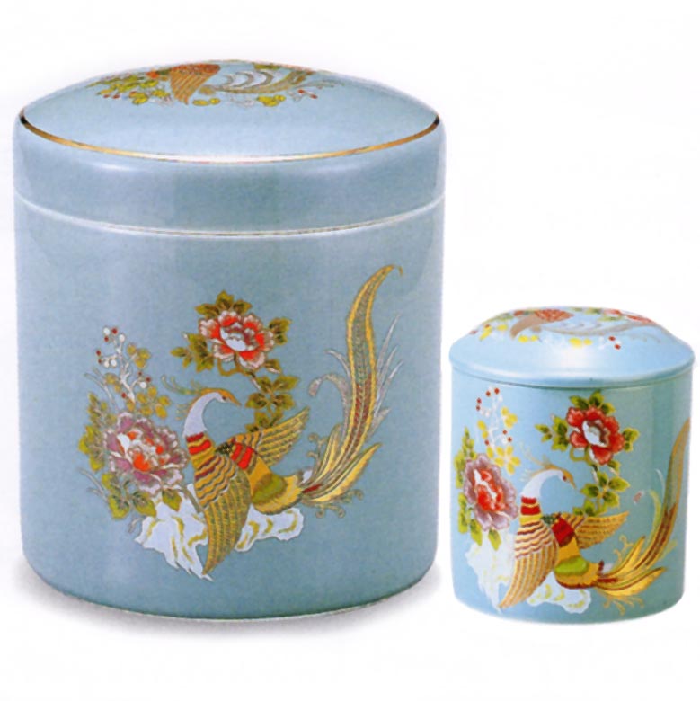 青地金彩骨入「優美シリーズ」　青地鳳凰骨壷　2.3寸 / 3寸 / 4寸 / 5寸 / 6寸 / 7寸