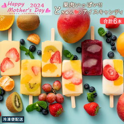 西内花月堂 アイスクリーム 【母の日】 ギフト 2024 贈り物 送料無料 アイス 【果物の宝石箱のようなまるごと贅沢】 果肉いっぱいどきゅんと アイスキャンディー 合計6本 (全6種を各種1本ずつ) 【 冷凍便 フルーツ アイス 福袋 かわいい 内祝い お取り寄せ スイーツ 氷菓 】