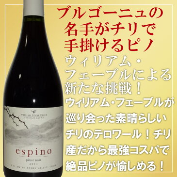 ヴィーニャ・ウィリアム　フェーブル　チリ　エスピノ　ピノ・ノワール【ヴィンテージは順次変わります】ワインwine　ギフト　プレゼント　750ML