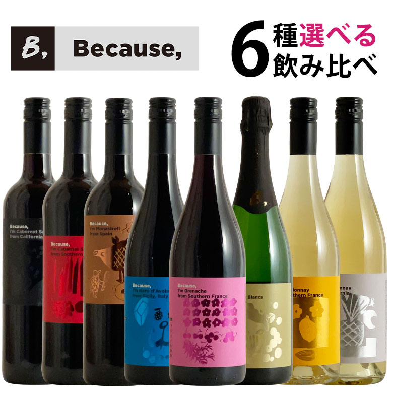 Because, ビコーズ 選べる 6本セット 自由に組み合わせ ワイン セット wine ギフト 父の日 750ML