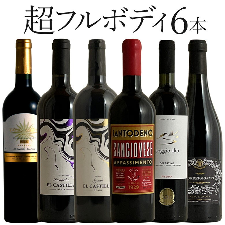 超フルボディ 6本セット 送料無料 赤 フルボディ イタリア スペイン ギフト 父の日 プレゼント 750ML