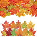 Unikato 紅葉 造花 人工紅葉 ガーランド 人工観葉植物 楓の葉 秋飾り 感謝祭 収穫祭 撮影小道具 感謝祭 誕生日 結婚式 雰囲気作り ハロウィン 飾り クリスマス飾り 店舗装飾 (100枚セット)