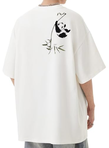 [Bligo] 半袖 夏服 クルーネック メンズ tシャツ 速乾性 通気性 韓国ファッション オーバーサイズ ゆったり ビッグシルエット 快適 涼しい かわいい 萌え パンダ柄 バック プリント 柔らかい