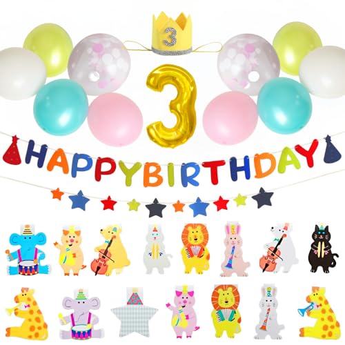 [alamer] ガーランド 飾り付け 誕生日 バースデー セット 風船 バルーン パーティー デコレーション 数字 装飾 男の子 女の子 (3歳)(3)
