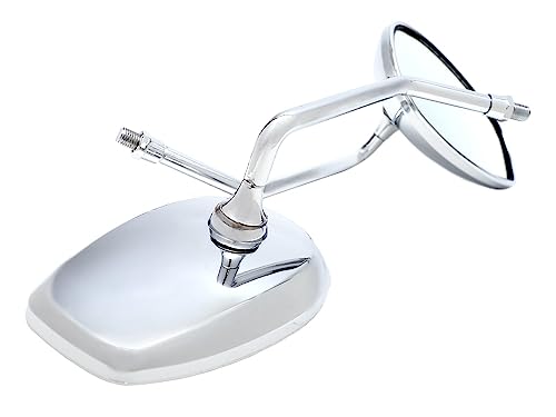 nakira オーバル バイク ミラー 汎用 10mm 左右2本セット PCX グロム CB400SF など nkr0001246 (メッキ シルバー)