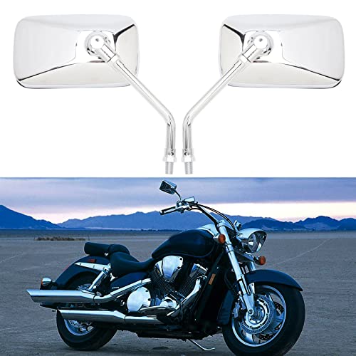 バイクミラー オートバイミラー 左右セット 10mm 正ネジ メッキ 四角形 調節可能 カワサキ ホンダ 汎用