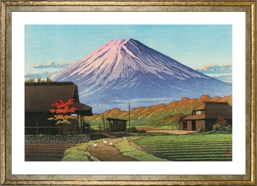 ポスター 川瀬巴水 (舟津之秋) A3サイズ インテリア 壁紙用 絵画 アートポスター 金色フレーム