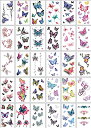 タトゥーシール ボディーシール 防水 TATTOO 30枚セット 蝶 3D ちょうちょ ハート 桜 楔 004