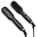 Aliliy ヒートブラシ ブラシアイロン【120~200℃ 9段階温度調整 MAX200℃ 3000万マイナスイオン 潤いとつやのある髪 ヘアケア アイロンブラシ 60分自動オフ LEDディスプレイ】 ヘアアイロン 軽量