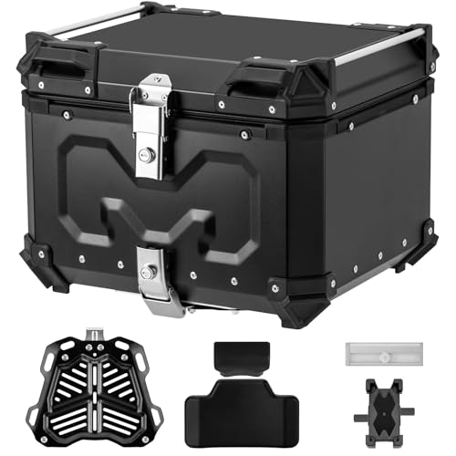 MOTOSTAR バイク リアボックス バイク用 45L/55L/65L 大容量 トップケース バイクボックス オートバイボックス モノキーケース アルミ合金製 四角 取り付けベース付き 着脱簡単 軽量 防犯対策 汎