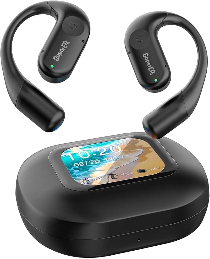 イヤホン Bluetooth 5.3 オープンイヤーイヤホン 多機能タッチスクリーン イヤホン探し マルチファンクションディスプレイ 重低音 汗や水しぶきに強い2マイクENC機能 6種類のEQ調整機能付き Type