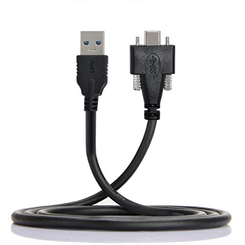 Cablecc USB 3.1 Type-Cデュアルスクリューロック、標準USB3.0データケーブル2mパネルマウントタイプ