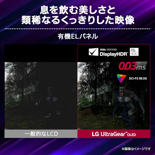 【VGP 2025 金賞】LG ゲーミング モニター UltraGear OLED 27GS95QE-B 26.5インチ/WQHD(2560×1440)@240Hz/有機EL/0.03ms(GTG)/DisplayHDR True Black 400/VRR(可変リフレッシュレート)/ハードウェアキャリブレーション/HDMI×2