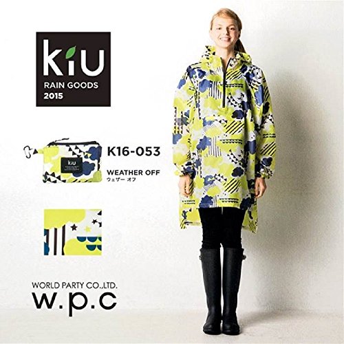 KiU (キウ) 男女兼用 レインプルオーバー カラビナ付き収納袋入 ウェザー 着丈96cm オフ (フリーサイズ) K16-053