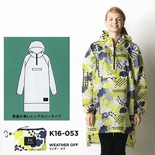 KiU (キウ) 男女兼用 レインプルオーバー カラビナ付き収納袋入 ウェザー 着丈96cm オフ (フリーサイズ) K16-053