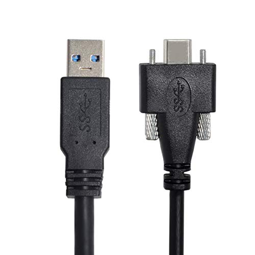 Xiwai 5メートル USB 3.1 Type-C デュアルネジ ロック式 標準USB3.0データケーブルマウントタイプ カメラレコーダー用