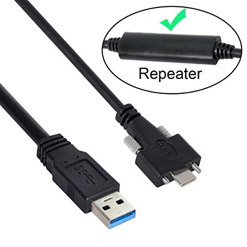 Xiwai 5メートル USB 3.1 Type-C デュアルネジ ロック式 標準USB3.0データケーブルマウントタイプ カメラレコーダー用