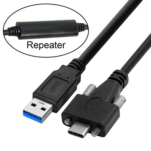 Xiwai 5メートル USB 3.1 Type-C デュアルネジ ロック式 標準USB3.0データケーブルマウントタイプ カメラレコーダー用