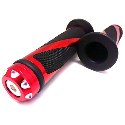 MAXIMASELECT 汎用ハンドルグリップ バイク バーエンド グリップエンドバー 左右セット 22.2mm 7/8インチ 非貫通 対応バイク多数 オシャレ 手触りよし 汚れにくい【レッド】
