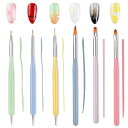 ネイルブラシ 6本セット ネイル筆 ジェルネイル用 ビルダーグルーブラシ ネイルアートラインブラシ ネイルドットペン ドットーペン ライナーブラシ