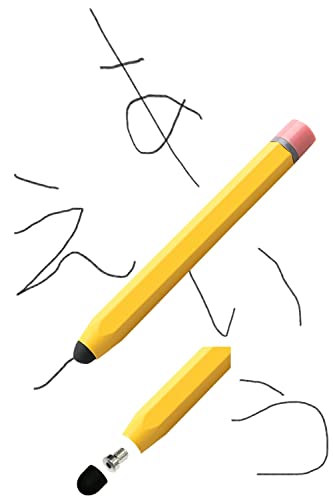 DearJapan 鉛筆型 タッチペン 小学生 2本セット 交換式 持ち方 練習 ipad たっちぺん こども用 (Yellow)