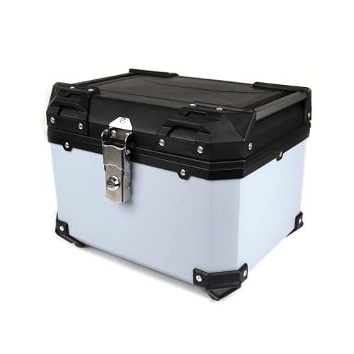 HI-LINE バイクリアボックス 汎用 45L 大容量 防水 トップケース ABS樹脂製 軽量 簡単取り付け ヘルメット収納可能 キーロック可能 取り付けベース付き レストバック付き バイクトランク バイ