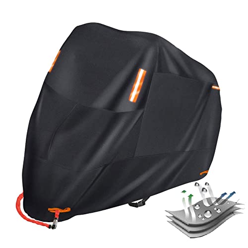 Pop Frog バイクカバー 耐熱 溶けない 3Lサイズ (長さ245cm / 高さ125cm / 幅105cm) バイク スクーター カバー 溶けないバイクカバー リアボックス対応 厚手 防水 300D 125cc 250cc 50cc pcx 原付 中型 大型 盗