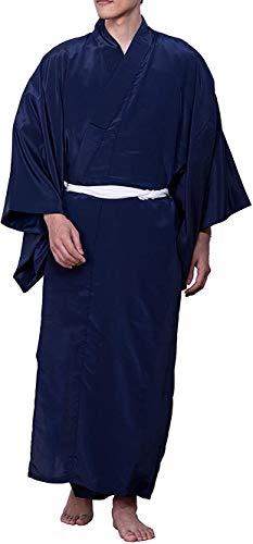 [KYOETSU] [キョウエツ] 長襦袢 洗える 襦袢 半襟つき 男性 メンズ (L, 紺)