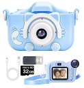 【sanmon.shop】キッズカメラ 子供 トイカメラ 1080P HD 32GB メモリーカード付 動画カメラ 8倍ズーム 2.0インチ IPS 画面 子供用カメラ ゲーム機能付き 4歳 5歳 6歳 キッズ 男の子 女(3)