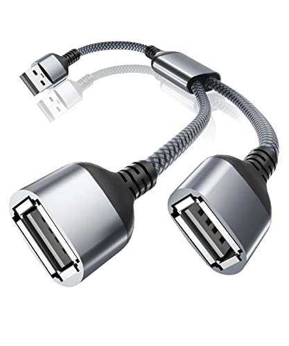 Basesailor USBスプリッタYケーブル、USB A 1オスから2メスへ増設するナイロン製変換ケーブル、 Mac、Car、Xbox One、PS4、PS5、Laptop 対応用デュアル USBポート拡張ハブデータ充電器パワースプリッタ