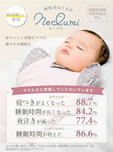 [Neclumi] ねくるみ 夏 新生児から使えるスワドル 足元オープンで夜間オムツ替え◎ 腕出しOK 睡眠用おくるみ ねんねスワドル 国際股関節異形成協会認証取得 M字設計で股関節ケア 助産師推薦 (