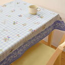 StorePocket テーブルクロス ビニール ベリー 約120×120cm 幅120cm ブルー 北欧 撥水 おしゃれ お洒落 リビング ダイニング モダン かわいい 可愛い 綿生地風 正方形 切り売りリーフ ブドウ 葉